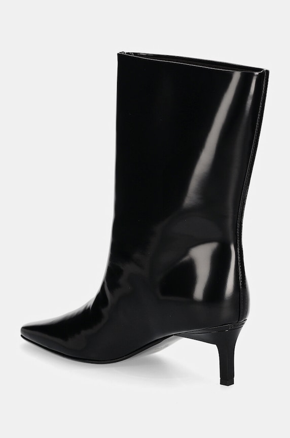 Obuwie Calvin Klein botki skórzane HEEL MID BOOT 50 LTH HW0HW02151 czarny