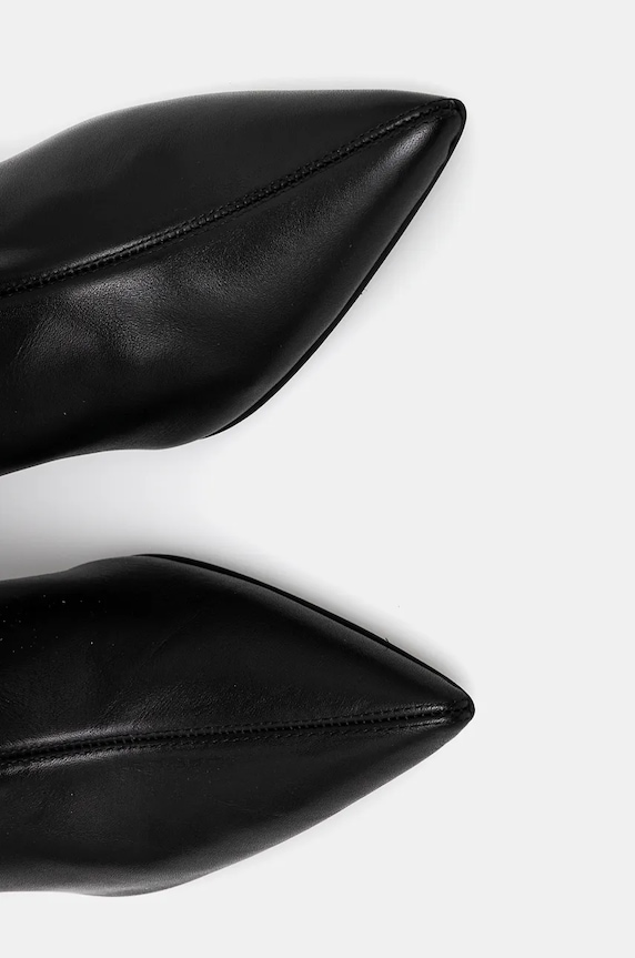 Кожени ботуши Calvin Klein HEEL KNEE BOOT 70 LTH черен HW0HW02162