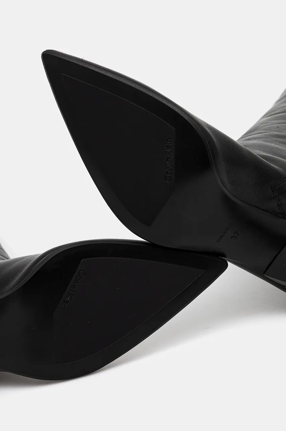 Кожени ботуши Calvin Klein HEEL KNEE BOOT 70 LTH HW0HW02162 черен