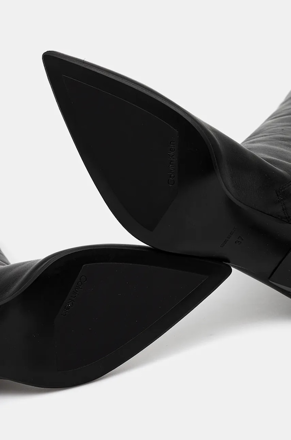 Кожени ботуши Calvin Klein HEEL KNEE BOOT 70 LTH HW0HW02162 черен