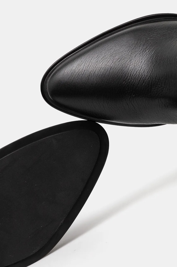 Usnjeni elegantni škornji Calvin Klein HEEL KNEE BOOT 30 W/HW LTH črna HW0HW02184