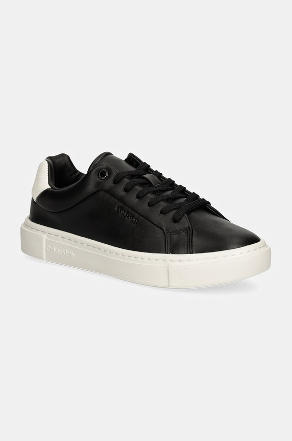 Calvin Klein sneakersy CUPSOLE LACE UP W/ML LTH imitacja skóry licowej czarny HW0HW02201