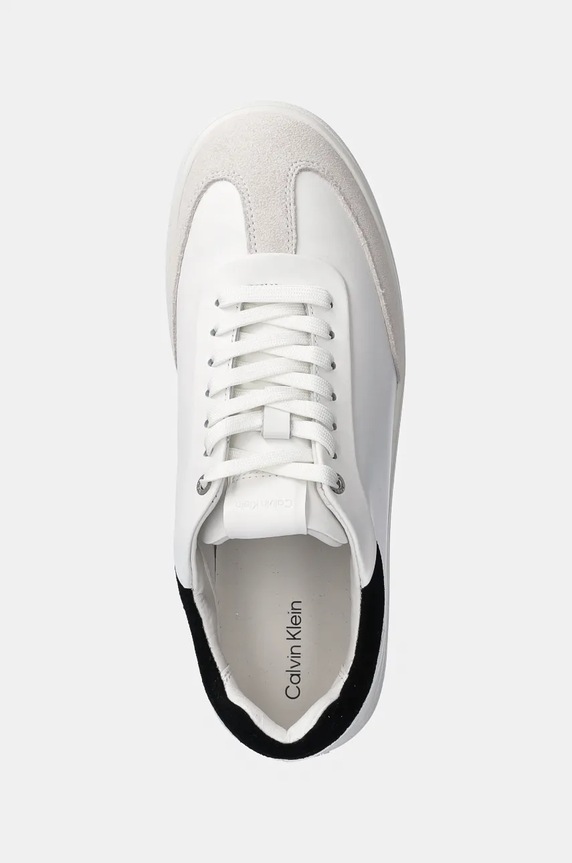 Calvin Klein sneakersy skórzane LP CUPSOLE LACE UP LTH MIX biały HW0HW02208
