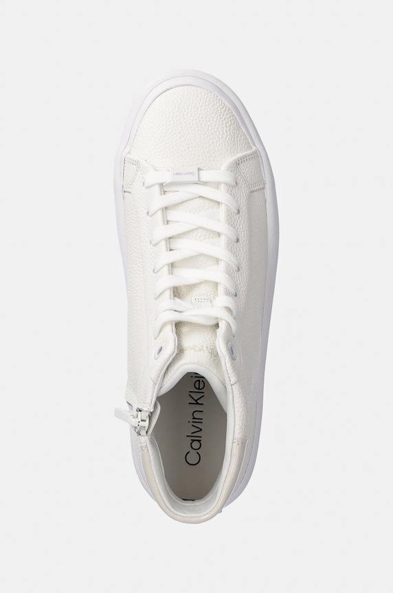 Δερμάτινα sneakers Calvin Klein VULC HIGH TOP LTH λευκό HW0HW02213