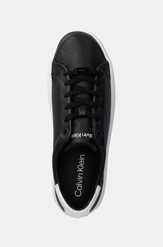 Calvin Klein sneakersy skórzane VULC LACE UP LTH czarny HW0HW02214