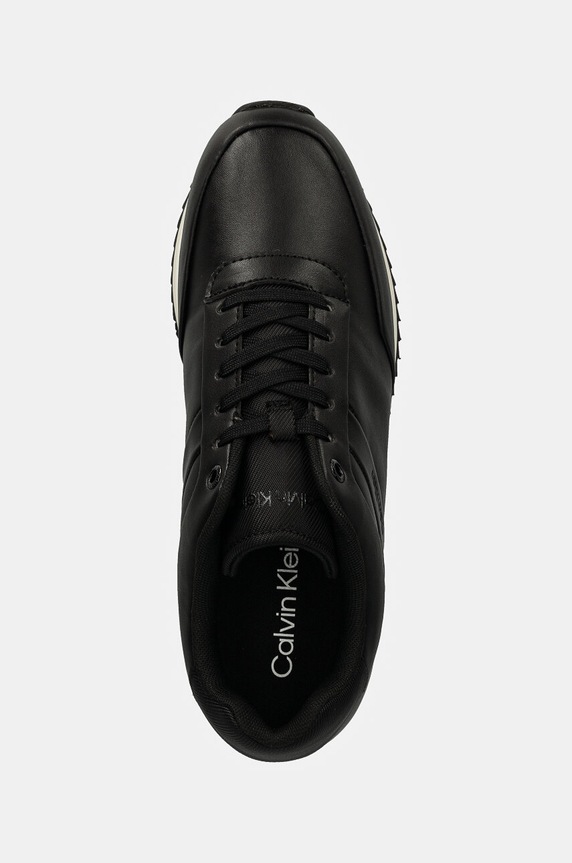 Calvin Klein sneakersy skórzane RUNNER LACE UP LTH czarny HW0HW02216