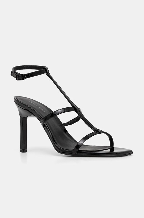 Δερμάτινα πέδιλα Calvin Klein HEEL GLADI SANDAL 90 PAT άνω των 8 εκ μαύρο HW0HW02312