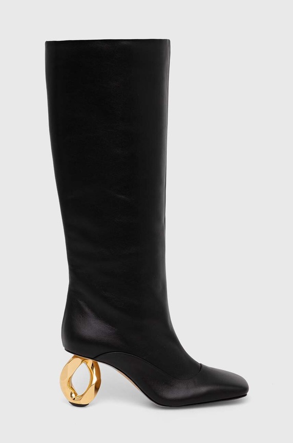 Kožne čizme JW Anderson Chain Heel ANW43020A.999 crna AW24