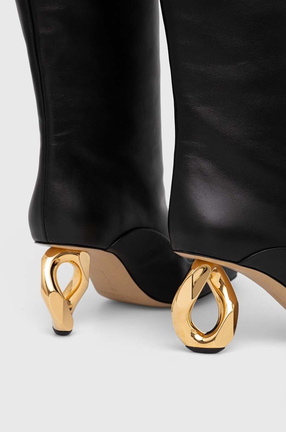 Kožne čizme JW Anderson Chain Heel crna ANW43020A.999