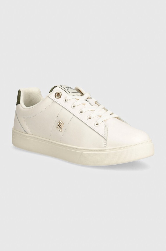 Tommy Hilfiger sneakers din piele ELEVATED ESSENT SNEAKER MONOGRAM plată alb FW0FW07999