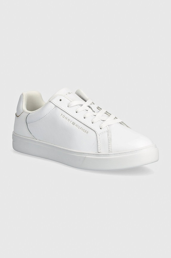Δερμάτινα sneakers Tommy Hilfiger ESSENTIAL COURT SNEAKER φλατ λευκό FW0FW08000