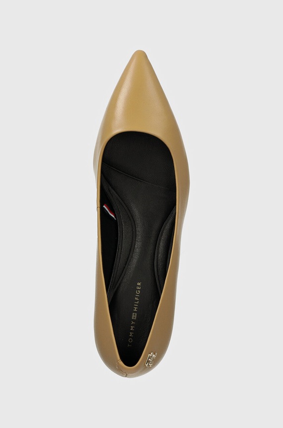 Kožne salonke Tommy Hilfiger TH MID HEEL PUMP bež FW0FW08204