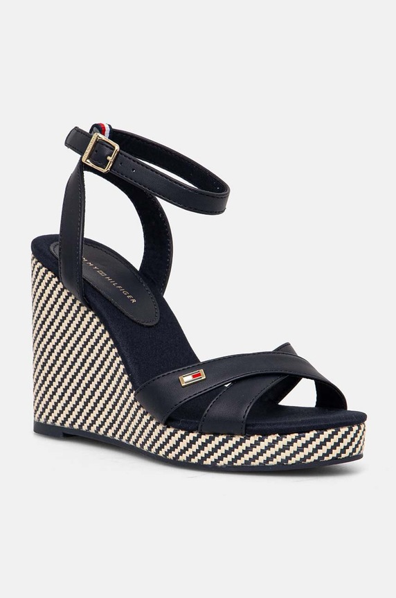 Sandale Tommy Hilfiger IM RAFFIA SANDAL iznad 8 cm mornarsko plava FW0FW08224