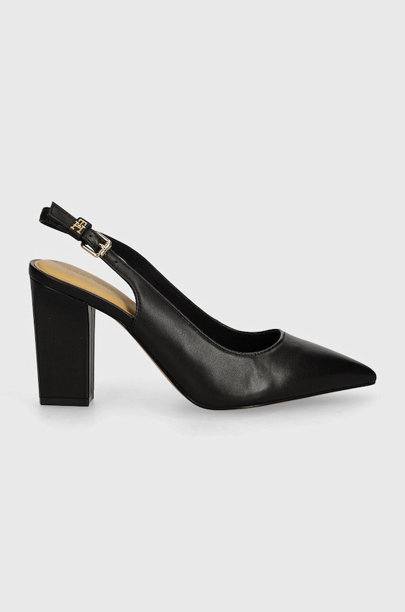 Kožne salonke Tommy Hilfiger TH BLOCK HIGH HEEL PUMP FW0FW08289 crna AW24