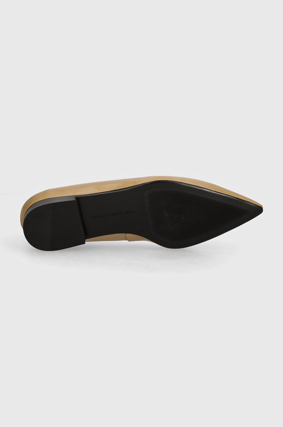 Kožené baleríny Tommy Hilfiger TH POINTY BALLERINA FW0FW08291 béžová