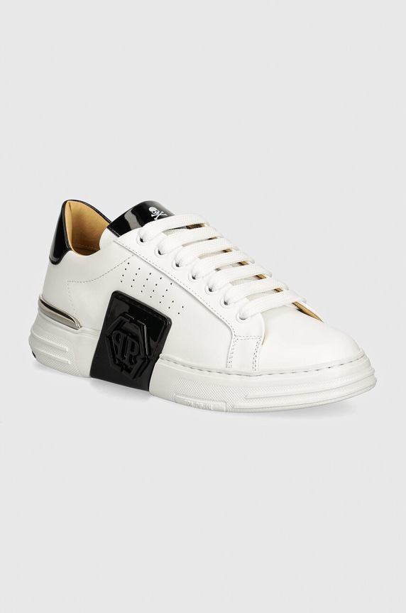 Δερμάτινα sneakers Philipp Plein Hexagon Phantom Kicks πλατφόρμα λευκό USC0565.PLE025N.01
