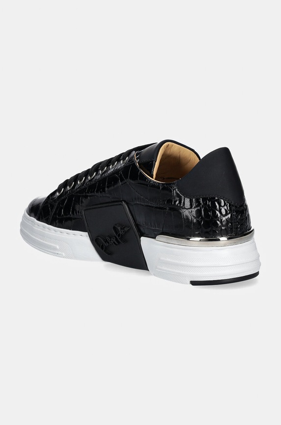 Cipők Philipp Plein bőr sportcipő Crocco Lo-Top Hexagon USC0653.PTE003N.02 fekete