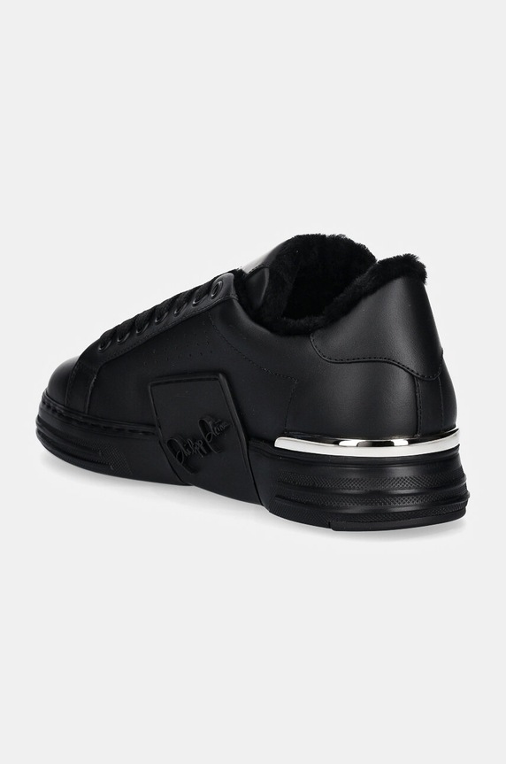 Cipők Philipp Plein bőr sportcipő Nappa Lo-Top Fur Hexagon USC0691.PLE075N.0202 fekete