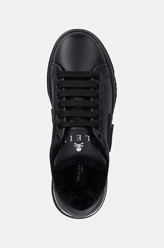 Philipp Plein bőr sportcipő Nappa Lo-Top Fur Hexagon fekete USC0691.PLE075N.0202