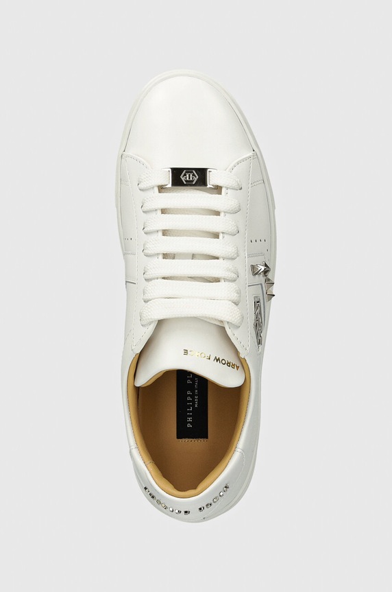 Δερμάτινα sneakers Philipp Plein Lo-Top Arrow Force λευκό WSC2751.PLE005N.0101