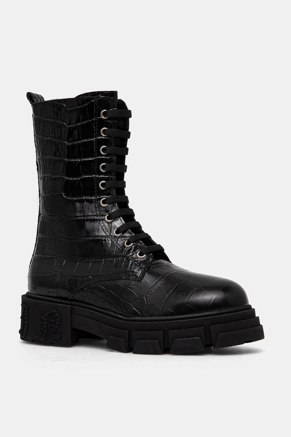 Philipp Plein bőr csizma Croco Gothic szigetelt fekete WSE0838.PLE010N.02