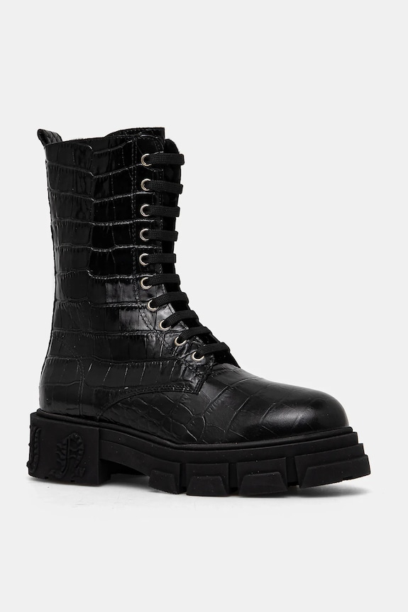 Philipp Plein bőr csizma Croco Gothic szigetelt fekete WSE0838.PLE010N.02