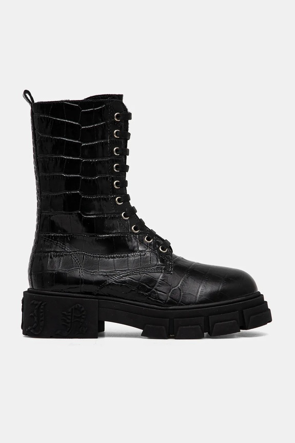 Philipp Plein bőr csizma Croco Gothic WSE0838.PLE010N.02 fekete AW24