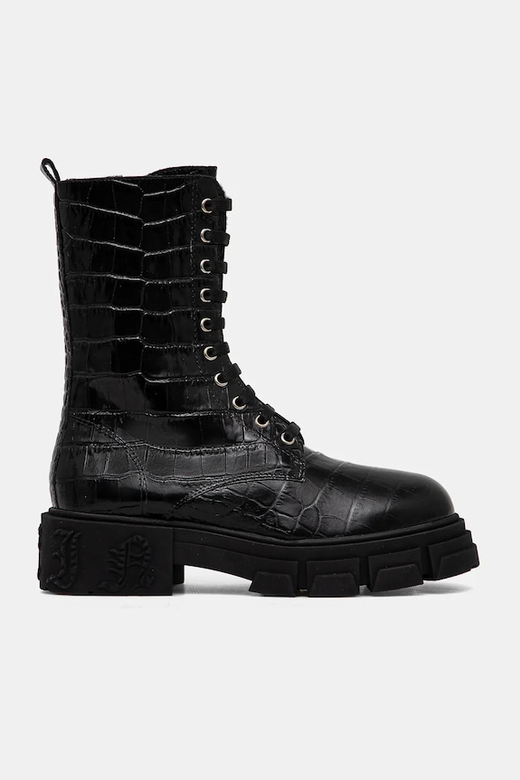 Philipp Plein bőr csizma Croco Gothic WSE0838.PLE010N.02 fekete AW24