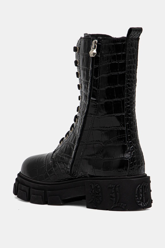 Cipők Philipp Plein bőr csizma Croco Gothic WSE0838.PLE010N.02 fekete