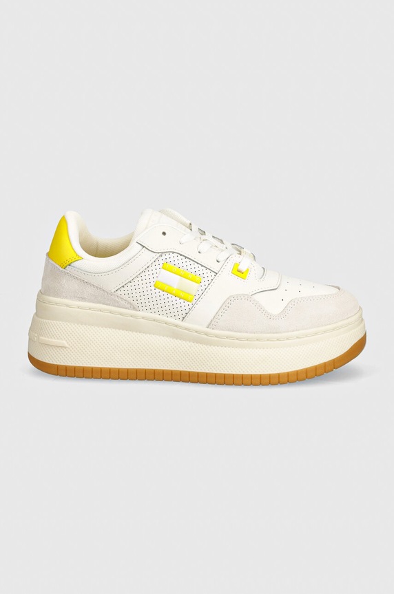 Tommy Jeans sneakersy TJW RETRO BASKET FLATFORM MIX EN0EN02654 biały AW24