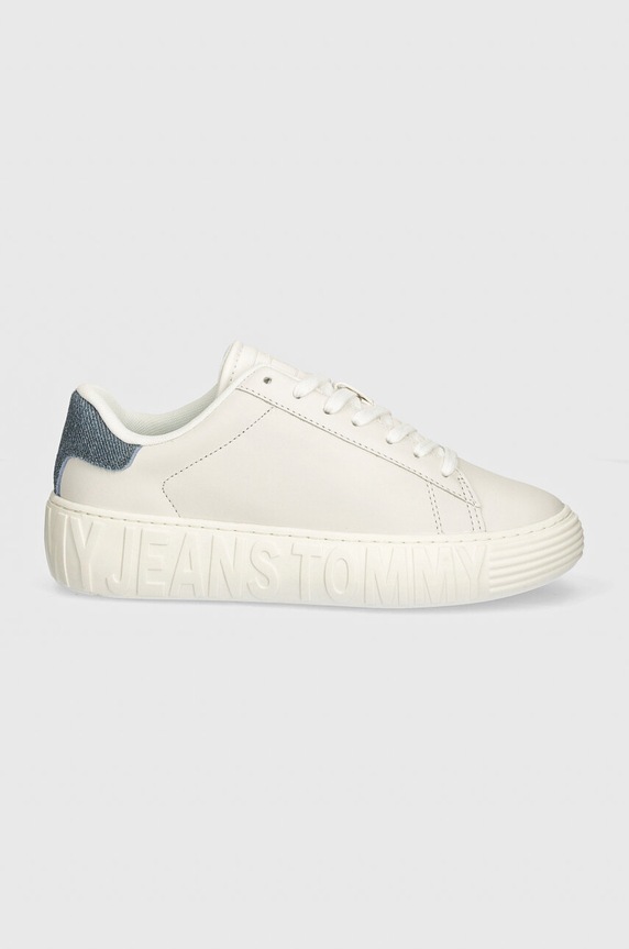 Kožené sneakers boty Tommy Jeans TJW FANCY LEATHER CUPSOLE EN0EN02575 bílá AW24