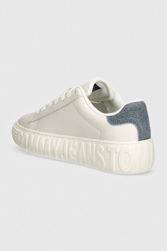 Boty Kožené sneakers boty Tommy Jeans TJW FANCY LEATHER CUPSOLE EN0EN02575 bílá