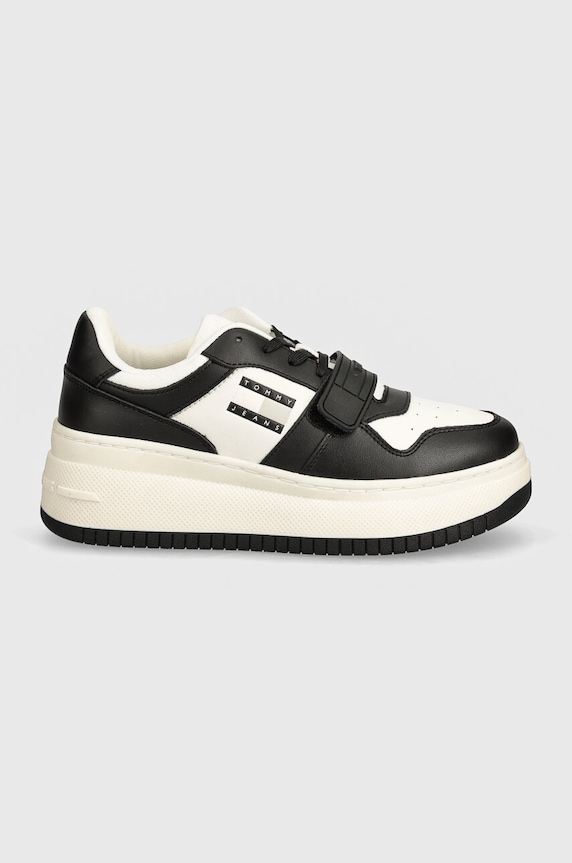 Tommy Jeans sneakersy TJW RETRO BASKET FLATFORM VELCRO EN0EN02573 czarny AW24