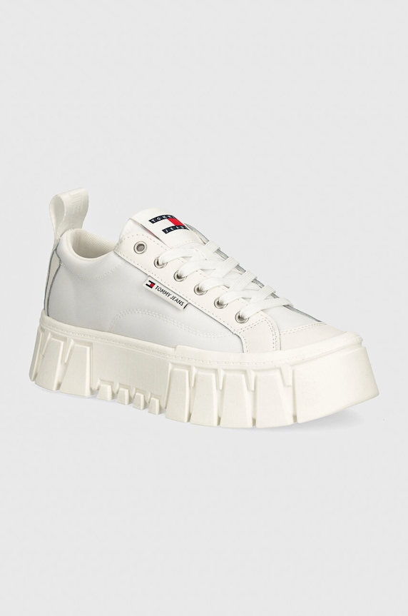 Ниски кецове Tommy Jeans TJW VULC FLATFORM LC MIX MEDIA гладка кожа бял EN0EN02569