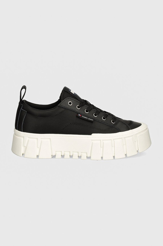 Tenisky Tommy Jeans TJW VULC FLATFORM LC MIX MEDIA EN0EN02569 černá AW24