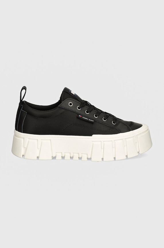 Tenisky Tommy Jeans TJW VULC FLATFORM LC MIX MEDIA EN0EN02569 černá AW24