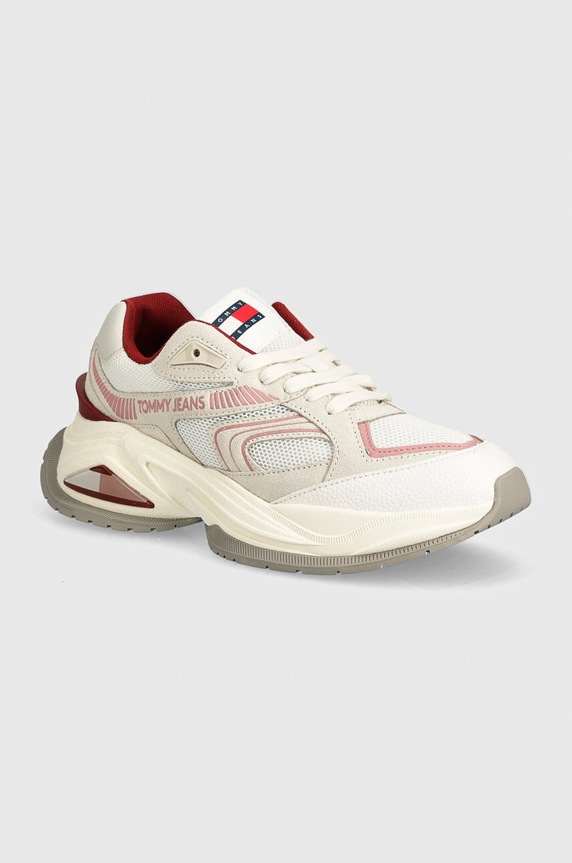 Sneakers boty Tommy Jeans TJW TRENDY RETRO RUNNER semišová kůže bílá EN0EN02550