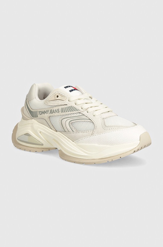 Sneakers boty Tommy Jeans TJW TRENDY RETRO RUNNER semišová kůže bílá EN0EN02550