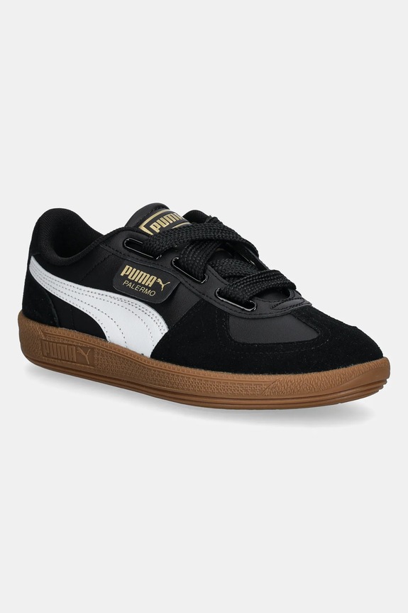 Puma leather sneakers Palermo Wide Lace SD faux grain leather black 402109