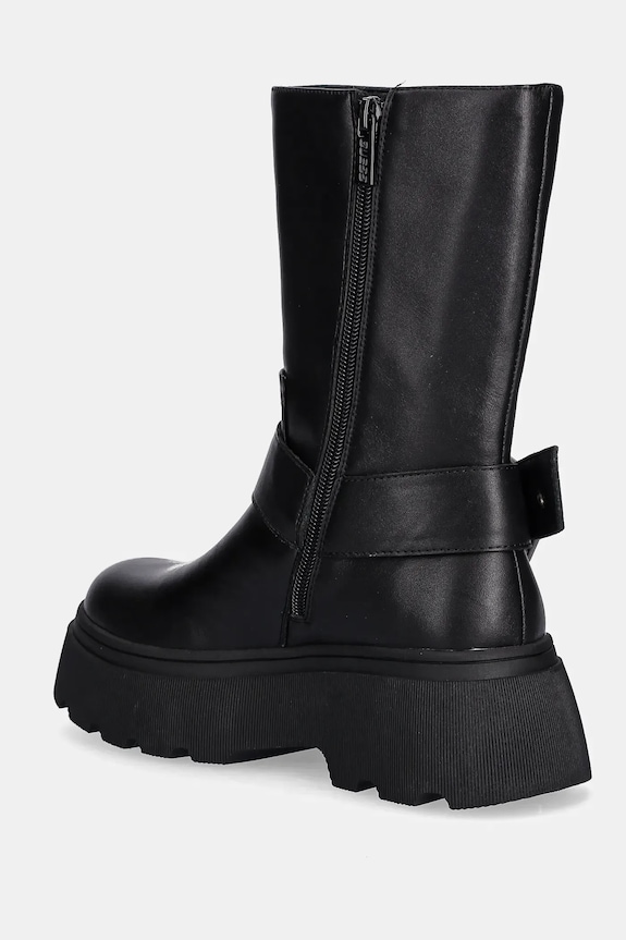 Încălțăminte Guess cizme de piele NURIA FLFNUR.LEA10.BLACK negru