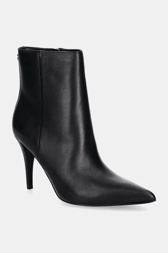 Guess cizme de piele SLINKS peste 8 cm negru FLFSLI.LEA10.BLACK