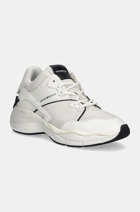 Emporio Armani sneakersy zamszowe platforma biały X3X228.XR227.R043