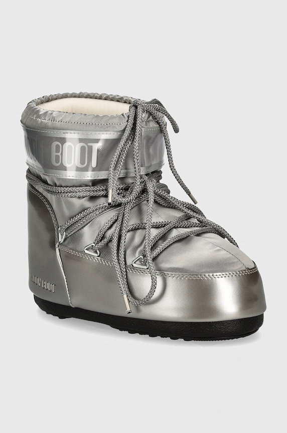 Μπότες χιονιού Moon Boot MB ICON LOW GLANCE απομίμηση λείου δέρματος ασημί 80D1409350.H001
