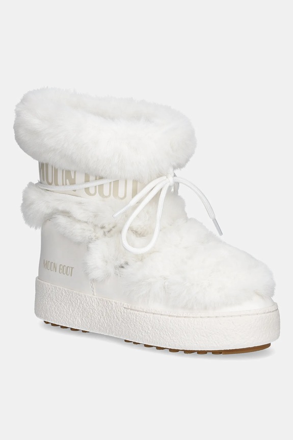 Čizme za snijeg Moon Boot MB LTRACK FAUX FUR WP imitacija zrnate kože bijela 80D2450130.A001