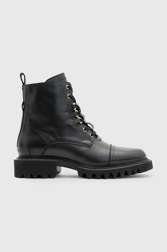 Кожени боти AllSaints Lydia Boot гладка кожа черен W040FB