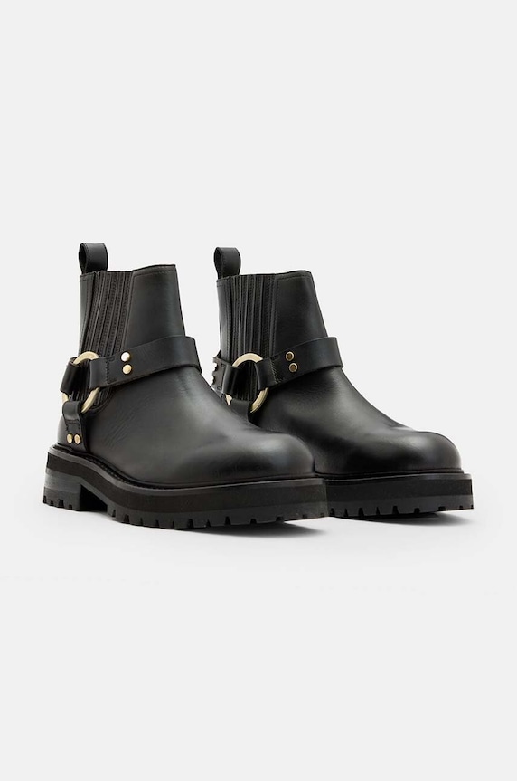 Δερμάτινες μπότες AllSaints Maddie Biker Boot W054FB μαύρο AW24