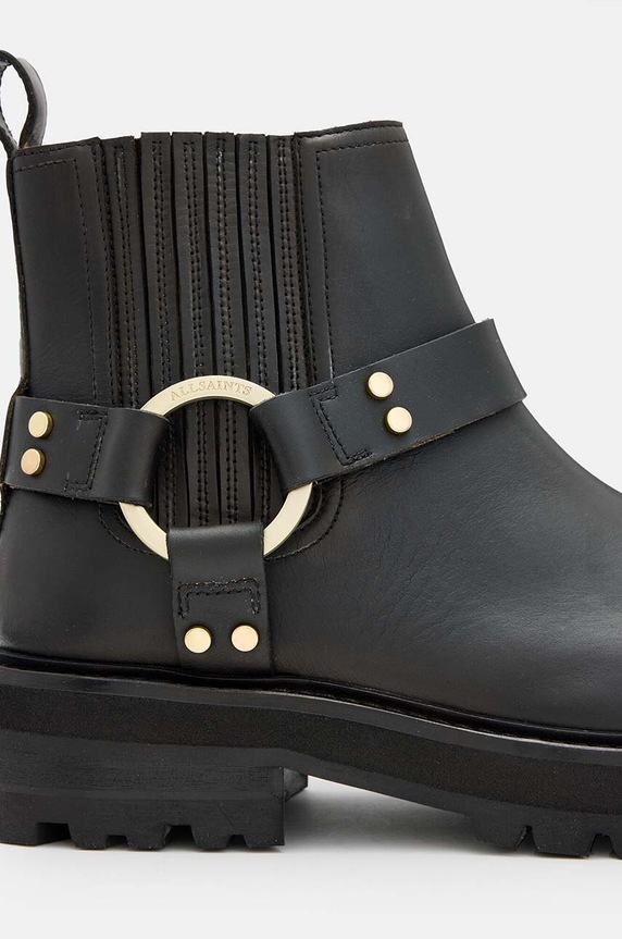 Δερμάτινες μπότες AllSaints Maddie Biker Boot μαύρο W054FB