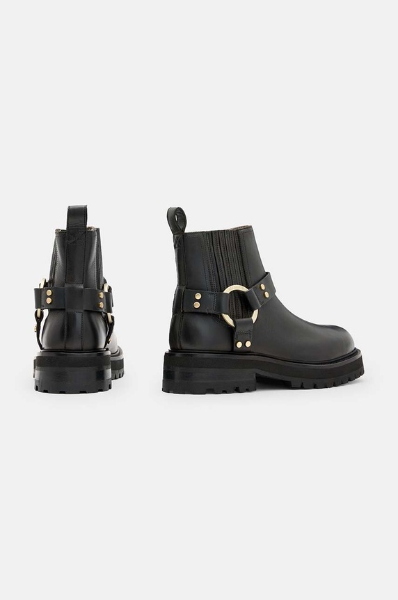 Δερμάτινες μπότες AllSaints Maddie Biker Boot W054FB μαύρο