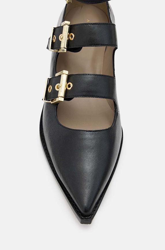 Încălțăminte AllSaints balerini de piele Susan Buckle Shoe W009FA negru