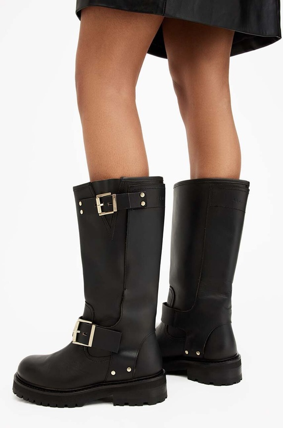 Usnjeni elegantni škornji AllSaints Tay Biker Boot W026FA